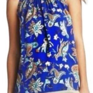 LOFT Blue Floral Paisley Halter Blouse